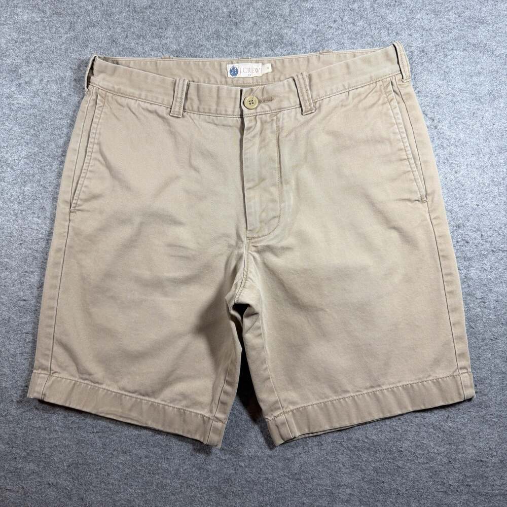 J.Crew Stanton Chino Shorts Mens 32 Khaki Flat Front Casual Preppy